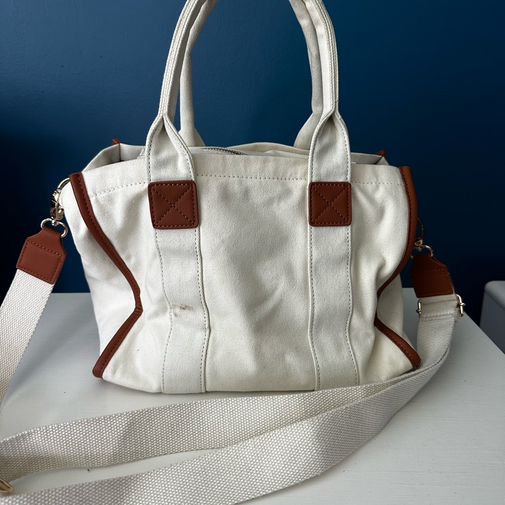 Stylish White and Brown Women's Tote Bag
